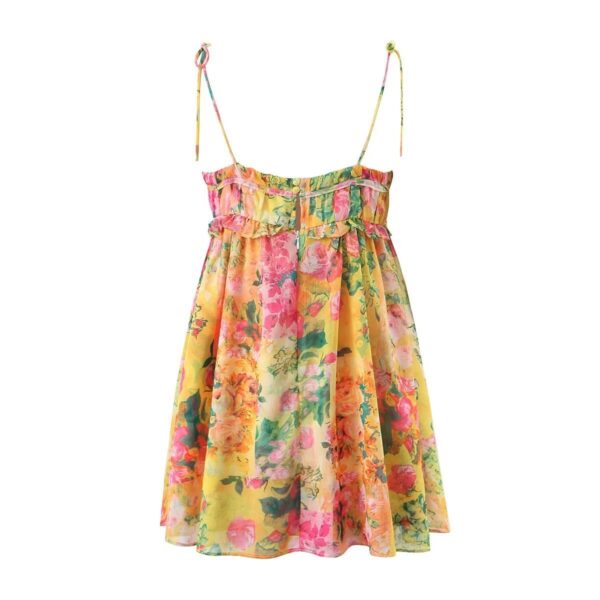 Y2K Flowers Print Suspender Dress Summer Fashion Ruffled Holiday Beach Short Dresses Womens Clothing - Image 7