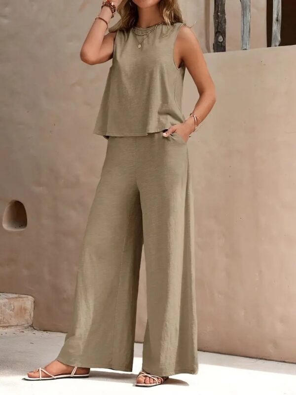 Solid Color Casual Loose Pants Sets For Women Elegant Spring Summer Women's Two Pieces Suit Full Trouser Set Female Outfit Clothes - Image 4