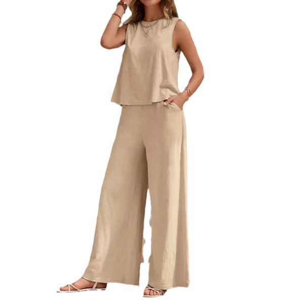 Solid Color Casual Loose Pants Sets For Women Elegant Spring Summer Women's Two Pieces Suit Full Trouser Set Female Outfit Clothes - Image 10