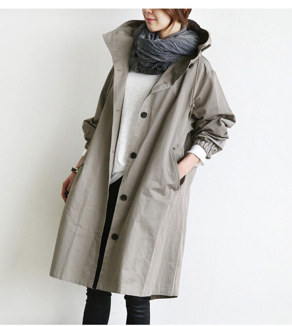 Women Windbreaker Jacket Casual Loose Button Pockets Hooded Quick Dry Windproof Waterproof Clothes For Outdoor Hiking Camping - Image 6
